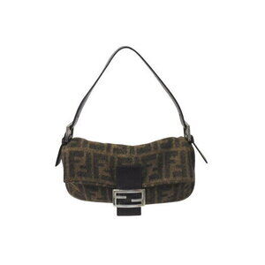 FENDI Mamma Bucket Hobo Shoulder Bag Zucca Brown Wool